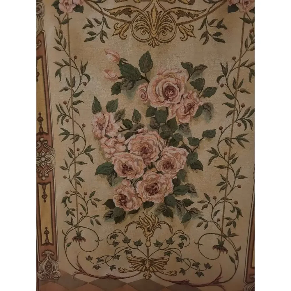 Vintage Manuel Woodworkers & Weavers Venetian Rose Grande   Woven Wall Tapestry